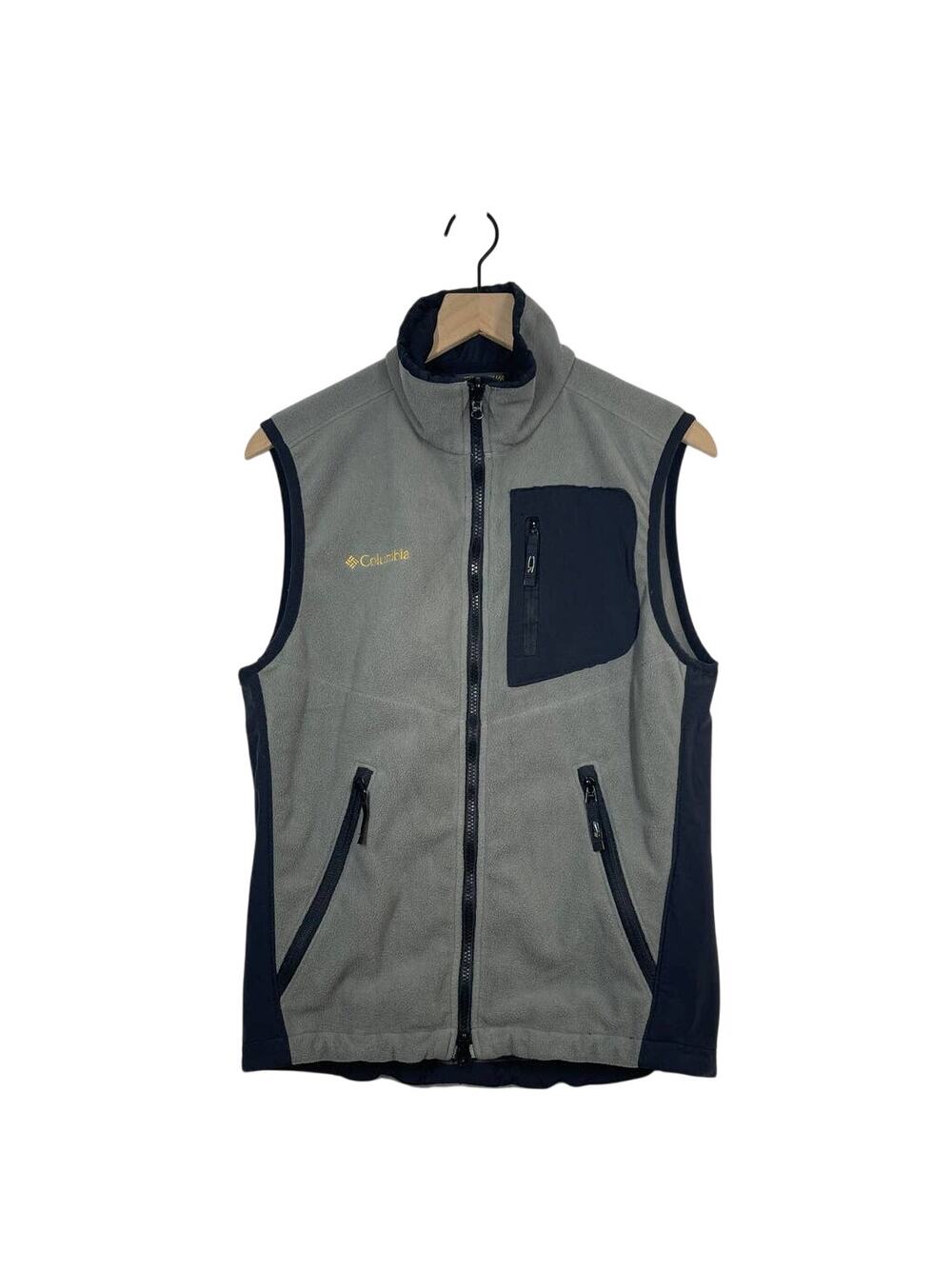 Columbia Titanium Interchange Fleece Gray Stretch Zip Pockets Vest Men's Small